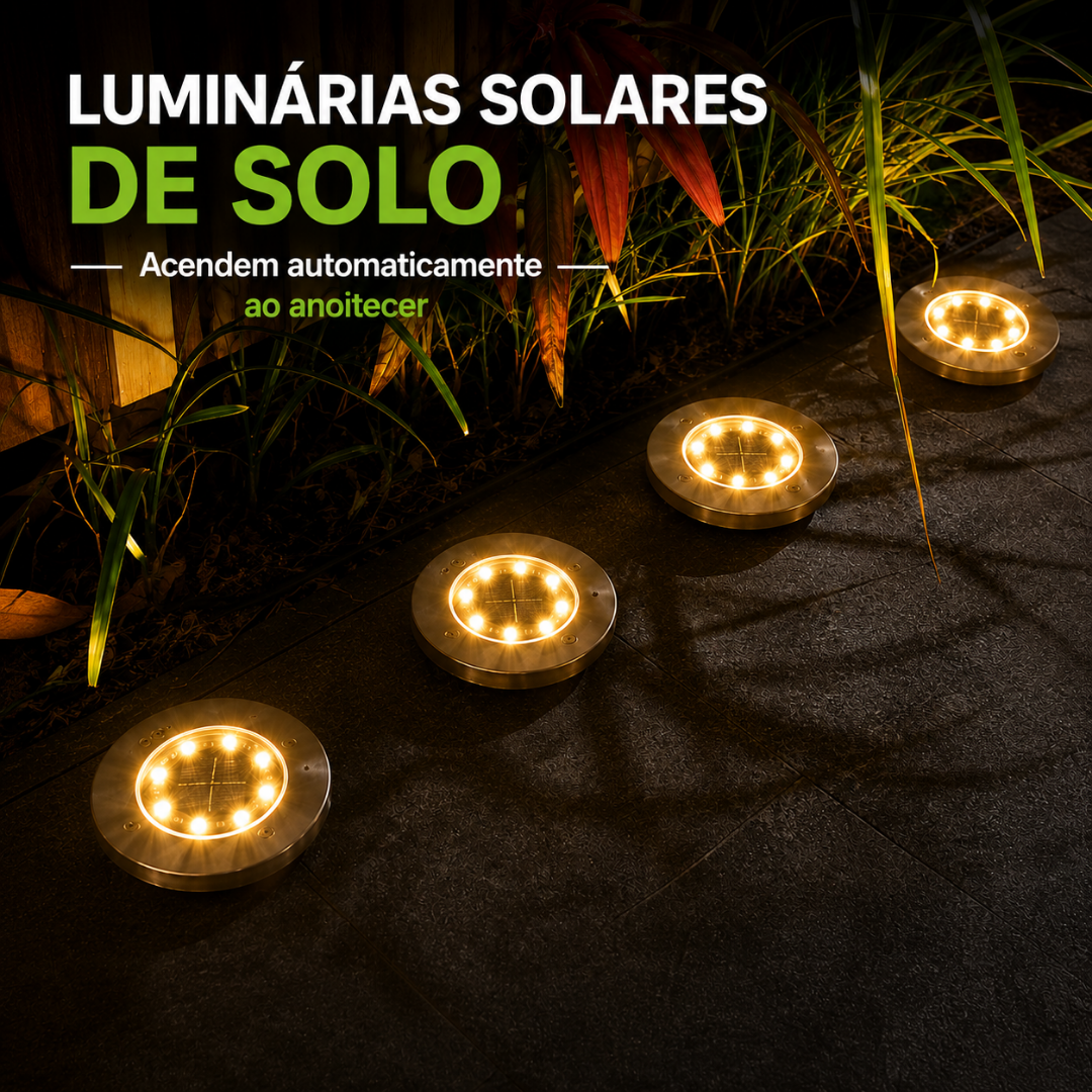 Luminária Solar para Jardim com LEDs Premium À prova d'água IP65 - PROMOÇÃO RELÂMPAGO 🔥